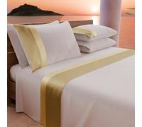 PETTI Artigiani Italiani - Single Bed Sheet Set with Double Frill in Satin 3 Pieces 90 x 200 cm Cotton Percale Sheets - Fitted Sheet, Top Sheet and 1 Pillowcases, Gold