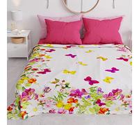 PETTI Artigiani Italiani - Single Bedspread Spring Summer, Single Light Blanket, Bed Sheet Bedspread, Butterflies 100% Made in Italy