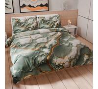 PETTI Artigiani Italiani - Single Duvet Cover Set 160 x 200 cm (1 Pillow Case 50 x 80 cm Included), Soft Microfibre Duvet Cover Set with Digital Print Sage Marble Effect - Made in Italy