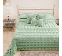 PETTI Artigiani Italiani - Single Quilt in Soft and Warm Velvet, Spring Autumn Quilt, Single Throw, Sage, 100% Made in Italy