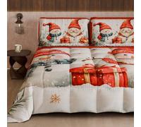 PETTI Artigiani Italiani - Single Winter Christmas Quilt, Single Christmas Duvet, Double-Sided Christmas Quilt with Solid Color and Digital Print, Puppet 2, Made in Italy