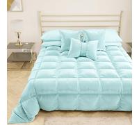 PETTI Artigiani Italiani - Soft and Warm Velvet 350 g/m² Double Sided Double Sided Quilt for Queen Bed: 220 x 260 cm, Light Blue, 100% Made in Italy