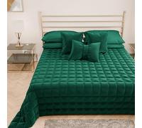 PETTI Artigiani Italiani - Soft and Warm Velvet Double Quilt, Spring Autumn Quilt, Double Bedspread, Emerald, 100% Made in Italy
