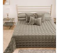 PETTI Artigiani Italiani - Soft and Warm Velvet Double Quilt, Spring Autumn Quilt, Double Bedspread, Mud, 100% Made in Italy