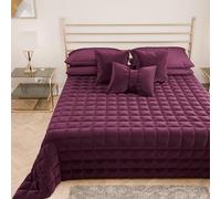 PETTI Artigiani Italiani - Soft and Warm Velvet Double Quilt, Spring Autumn Quilt, Double Bedspread, Plum, 100% Made in Italy