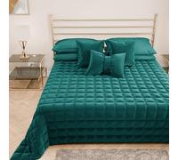 PETTI Artigiani Italiani - Soft and Warm Velvet Double Quilt, Spring Autumn Quilt, Double Bedspread, Teal Blue, 100% Made in Italy