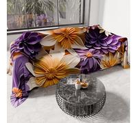 PETTI Artigiani Italiani - Spring-Summer Bedspread for Double Bed and a Half Bed Lightweight Blanket, Floral 05-4, 100% Made in Italy