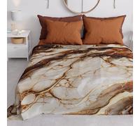 PETTI Artigiani Italiani - Spring-Summer Double Bed Bedspread Light Blanket Queen Size Bed Sheets Brown Marble 100% Made in Italy
