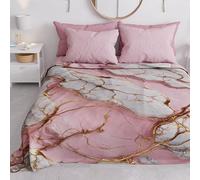 PETTI Artigiani Italiani - Spring-Summer Double Bed Bedspread Light Blanket Queen Size Bed Sheets Pink Marble 100% Made in Italy