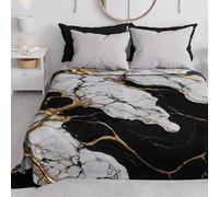 PETTI Artigiani Italiani - Spring-Summer Double Bed Bedspread Lightweight Blanket Double Bed Bed Sheets Black Marble 100% Made in Italy