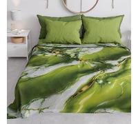 PETTI Artigiani Italiani - Spring-Summer Double Bed Bedspread Lightweight Blanket Double Bed Bed Sheets Green Marble 100% Made in Italy