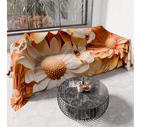 PETTI Artigiani Italiani - Spring Summer Double Bedspread Light Blanket Double Bed Linen Bedspread Floral 05-2 100% Made in Italy