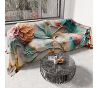 PETTI Artigiani Italiani - Spring Summer Double Bedspread Light Blanket Double Bed Linen Bedspread Floral 05-11 100% Made in Italy