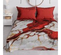 PETTI Artigiani Italiani - Spring-Summer Double Bedspread Light Blanket Double Bed Sheet Red Marble 100% Made in Italy