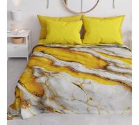 PETTI Artigiani Italiani - Spring-Summer Double Bedspread Light Blanket Double Bed Sheet Yellow Marble 100% Made in Italy