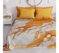 PETTI Artigiani Italiani - Spring-Summer Double Bedspread Light Blanket Queen Size Bed Linen Orange Marble 100% Made in Italy