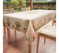 PETTI Artigiani Italiani - Stain-resistant Easter Rectangular Tablecloth Easter Kitchen Tulips Design 14 Seater (140 x 300 cm) 100% Made in Italy