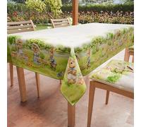 PETTI Artigiani Italiani - Stain Resistant Easter Tablecloth Square Easter Kitchen Pic Nic Design X4 Seater (140 x 140 cm) 100% Made in Italy