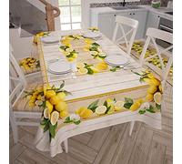 PETTI Artigiani Italiani Stain Resistant Tablecloth, 100% hypoallergenic microfibre, Lemon, X12 Posti (140x240 cm)