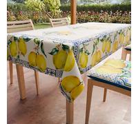 PETTI Artigiani Italiani - Stain Resistant Rectangular Tablecloth Kitchen Table Cover Vietri Design 01 x 12 Seater (140 x 240 cm) 100% Made in Italy