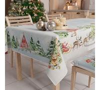 PETTI Artigiani Italiani - Stain Resistant Rectangular Christmas Table Cover for Kitchen, Snow Design X18 Seater (140 x 360 cm) 100% Made in Italy