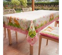PETTI Artigiani Italiani - Stain Resistant Rectangular Easter Table Cover for Kitchen with Flora Design X18 (140 x 360 cm) 100% Made in Italy