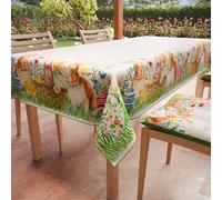 PETTI Artigiani Italiani - Stain Resistant Rectangular Easter Tablecloth Easter Kitchen Bunny Design X18 Seater (140 x 360 cm) 100% Made in Italy