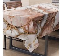 PETTI Artigiani Italiani - Stain Resistant Rectangular Tablecloth for Kitchen Elegant Marble Effect Pink X12 Seater (140 x 240 cm) 100% Made in Italy