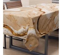 PETTI Artigiani Italiani - Stain Resistant Rectangular Tablecloth Kitchen Elegant Marble Effect Beige X12 Seater (140 x 240 cm) 100% Made in Italy