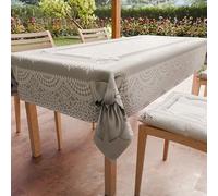PETTI Artigiani Italiani - Stain Resistant Rectangular Tablecloth Kitchen Table Cover Grey Bow Design X18 Seater (140 x 360 cm) 100% Made in Italy