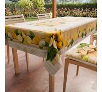 PETTI Artigiani Italiani - Stain Resistant Rectangular Tablecloth Kitchen Table Cover Lemon Design (140 x 300 cm) 100% Made in Italy