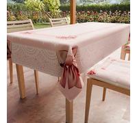 PETTI Artigiani Italiani - Stain Resistant Rectangular Tablecloth Kitchen Table Cover Pink Bow Design (140 x 300 cm) 100% Made in Italy