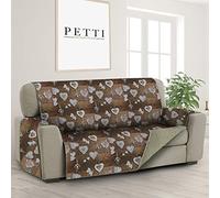 PETTI Artigiani Italiani - Stain Resistant Sofa Cover, 4 Seater Sofa Cover with Armrests, Reversible Sofa Cover, Quilted Sofa Cover, Powder Flowers, 100% Made in Italy