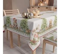 PETTI Artigiani Italiani Stain-Resistant Tablecloth Christmas - 140x180 cm Rectangular Festive Table Cover for Kitchen or Dining Table, Christmas Bears Design - 6 Seats, 100% Made in Italy