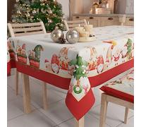 PETTI Artigiani Italiani Stain-Resistant Tablecloth Christmas - 140x180 cm Rectangular Festive Table Cover for Kitchen or Dining Table, Gnome Design - 6 Seats, 100% Made in Italy