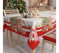 PETTI Artigiani Italiani Stain-Resistant Tablecloth Christmas - 140x300 cm Rectangular Festive Table Cover for Kitchen or Dining Table, Teddy Bear Design - 14 Seats, 100% Made in Italy