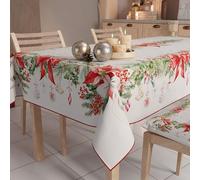 PETTI Artigiani Italiani Stain-Resistant Tablecloth Christmas - 140x300 cm Rectangular Festive Table Cover for Kitchen or Dining Table, Garland Design - 14 Seats, 100% Made in Italy
