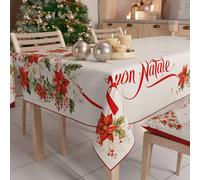 PETTI Artigiani Italiani Stain-Resistant Tablecloth Christmas - 140x360 cm Rectangular Festive Table Cover for Kitchen or Dining Table, Merry Christmas Design - 18 Seats, 100% Made in Italy
