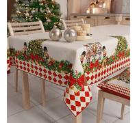 PETTI Artigiani Italiani Stain-Resistant Tablecloth Christmas - 140x450 cm Rectangular Festive Table Cover for Kitchen or Dining Table, Red Nutcracker Design - 24 Seats, 100% Made in Italy