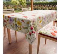 PETTI Artigiani Italiani - Stain Resistant Tablecloth Rectangular 140x240 cm 12 Seats, Wipe Clean Microfibre Kitchen Table Cover, Floral 10 Design Red Flowers, 100% Made in Italy