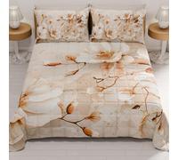 PETTI Artigiani Italiani - Summer Bedspread 220 x 260 cm 100 g/m² Double Face, Spring Quilt, Lightweight Quilt, Floral 12, 100% Made in Italy