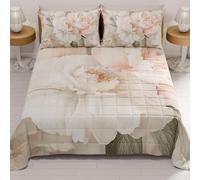 PETTI Artigiani Italiani - Summer Bedspread 220 x 260 cm 100 g/m² Double Face, Spring Quilt, Lightweight Quilt, Floral 40, 100% Made in Italy
