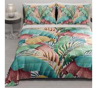 PETTI Artigiani Italiani - Summer Double Bedspread 260 x 270 cm 100 g/m² Double Face, Spring Quilt, Lightweight Quilt, Tropical Multicoloured, 100% Made in Italy