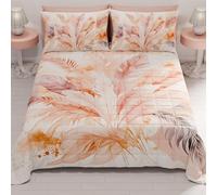 PETTI Artigiani Italiani - Summer Double Bedspread 260 x 270 cm 100 g/m² Double Face, Spring Quilt, Lightweight Quilt, Powder Palm, 100% Made in Italy