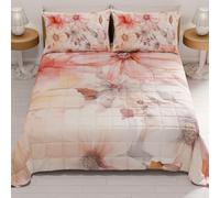 PETTI Artigiani Italiani - Summer Double Bedspread 260 x 270 cm 100 g/m² Double Face, Spring Quilt, Lightweight Quilt, Floral 1, 100% Made in Italy