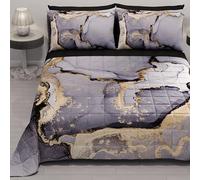 PETTI Artigiani Italiani - Summer Double Bedspread 260 x 270 cm 100 g/m² Double Sided Spring Quilt Lightweight Marble Grey 100% Made in Italy