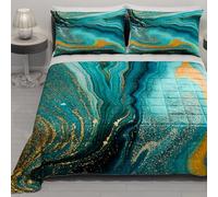 PETTI Artigiani Italiani - Summer Single Bedspread 170 x 260 cm 100 g/m² Double Face, Spring Single Bed Quilt, Lightweight Quilt, Green Marble, 100% Made in Italy