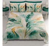 PETTI Artigiani Italiani - Summer Single Bedspread 170 x 260 cm 100 g/m² Double Face, Spring Single Bed Quilt, Lightweight Quilt, Teal Palm, 100% Made in Italy