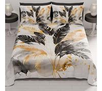 PETTI Artigiani Italiani - Summer Single Bedspread 170 x 260 cm 100 g/m² Double Face, Spring Single Bed Quilt, Lightweight Quilt, Black Palm Tree, 100% Made in Italy