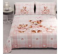 PETTI Artigiani Italiani - Summer Single Bedspread 170 x 260 cm 100 g/m² Double Face, Spring Single Bed Quilt, Light Quilt, Teddy Pink, 100% Made in Italy